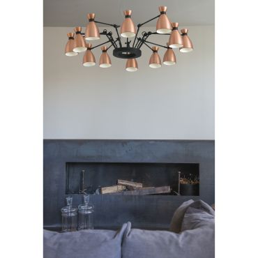 Faro Retro - lampe suspendue - Ø 132 x 45 cm - cuivre mat