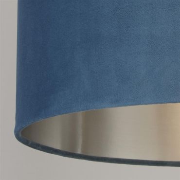 Searchlight Velvet Drum - abat-jour - Ø 38 x 22 cm - bleu vert et argent