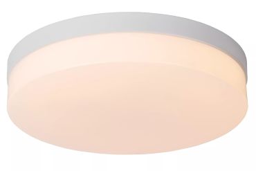 Lucide Biskit - plafonnier avec détecteur de mouvement - Ø 34,5 x 7,5 cm - 24W LED inclus - IP44 - blanc