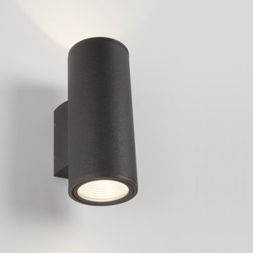 Projectlight Borat - applique murale extérieure - 9 x 13,2 x 22 cm - 2 x 6W LED inclus - IP65 - gris foncé