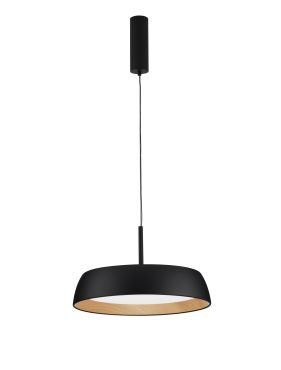 Nova Luce Sigi - lampe suspendue - Ø 45 x 180 cm - 40W dimmable LED inclus - noir sablé et bois
