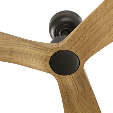 Faro Outwood L - ventilateur de plafond - Ø 150 cm - IP44 - marron foncé et chêne