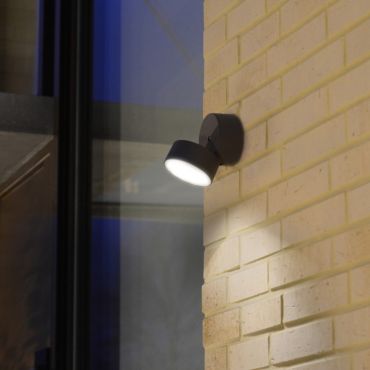 Lutec Trumpet - applique murale d'extérieur - 9 x 11 x 9 cm - 9,5W LED inclus - IP54 - gris foncé