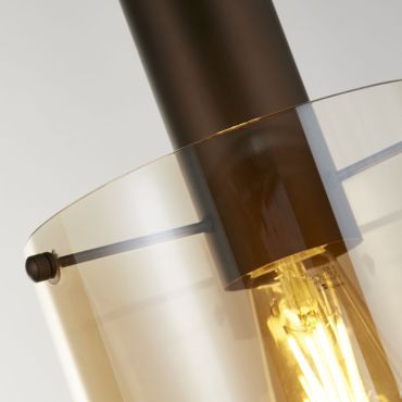 Searchlight Sweden - lampe suspendue - Ø 22 x 120 cm - moka et ambre