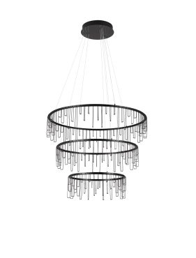 Nova Luce Stellar - lampe suspendue - Ø 80 x 200 cm - 72W dimmable LED inclus - noir chromé