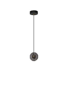 Nova Luce Las - lampe suspendue - Ø 15 x 145 cm - 13W LED inclus - noir sablé, or et gris fumé