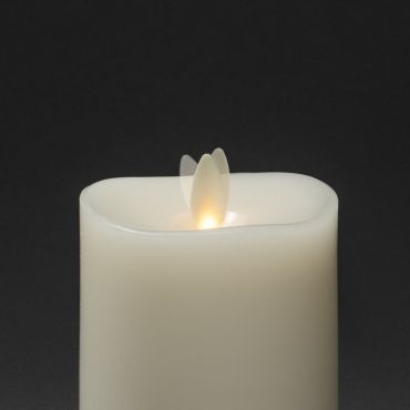 Konstsmide - Bougie de cire LED alimentée par piles avec flamme flamboyante - Ø 7,6 x 16,5 cm - blanc cassé