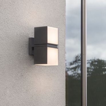 Lutec Cuba - applique/plafonnier d'extérieur - 10 x 14 x 21 cm - 2 x 12,2W LED inclus - IP54 - gris foncé
