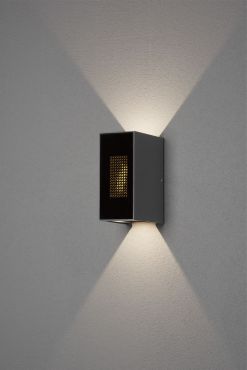 Konstsmide Cremona - applique murale avec 2 faisceaux lumineux réglables et effet flamme - 13,5 x 17 x 8 cm - 6W LED inclus - IP54 - anthracite