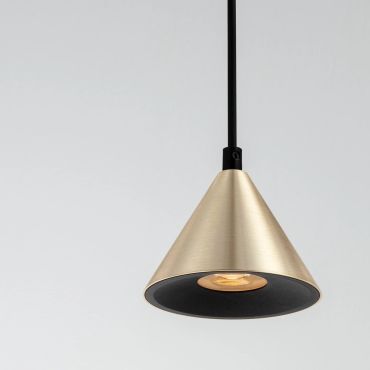 Nova Luce Conico - lampe suspendue - Ø 11,6 x 200 cm - or et noir