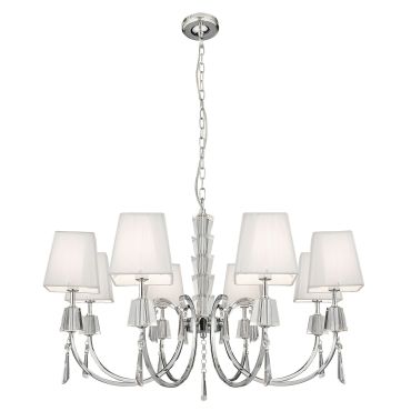 Searchlight Portico - lustre - Ø 69 x 96 cm - chrome et blanc
