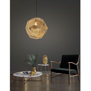 Nova Luce Foggia - lampe suspendue - Ø 48 x 180 cm - or et noir
