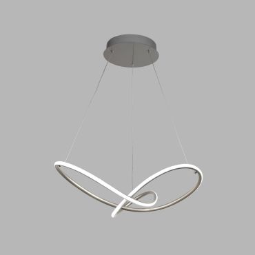 Searchlight Magic - lampe suspendue - Ø 58 x 150 cm - 29W LED dimmable inclus - argent satiné et blanc