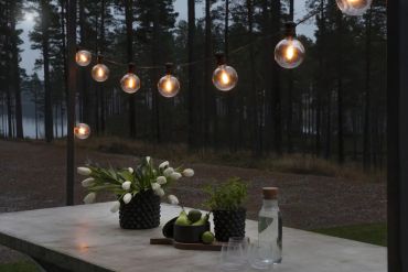 Konstsmide - cordon lumineux décoratif avec fonction variateur - kit d'extension - 9,15 mètres de longueur plus 8,5 mètres de cordon - 10 ampoules LED remplaçables incluses - 7W - IP44 - noir
