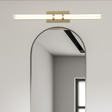 Searchlight Parma - lampe miroir - 47 x 6 cm - 10W LED inclus - IP44 - laiton satiné et transparent
