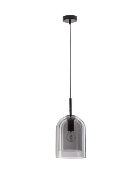 Nova Luce Velor - lampe suspendue - Ø 18 x 240 cm - verre fumé et noir