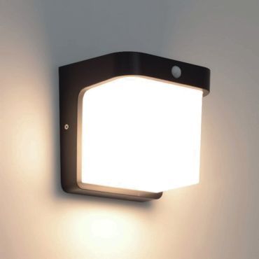 ONE Light Applique d'extérieur - applique d'extérieur avec détecteur - 17 x 14 x 17 cm - 12W LED inclus - IP54 - anthracite