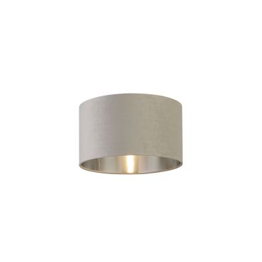 Searchlight Drum Shade - abat-jour - Ø 38 x 22 cm - gris clair et argent brossé
