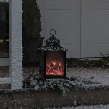 Konstsmide Christmas lights - lanterne de cheminée à piles - 24,5 x 24,5 x 42 cm - IP44 - noir