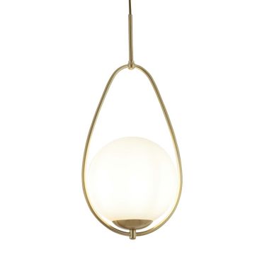 Searchlight Avalon - lampe suspendue - Ø 23 x 150 cm - blanc et or