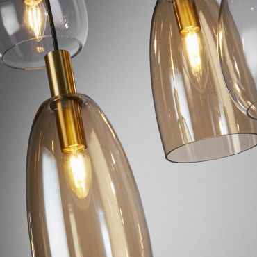 Searchlight Divine - lampe suspendue - 120 x 35 x 140 cm - noir mat et verre coloré
