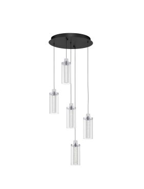Nova Luce Lune - lampe suspendue - Ø 38 x 190 cm - 38W dimmable LED inclus - noir sable et chrome