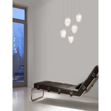 Nova Luce Ice - lampe suspendue - Ø 39 x 180 cm - blanc et transparent