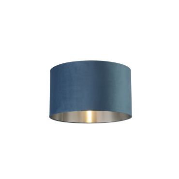 Searchlight Drum Shade - abat-jour - Ø 45 x 26 cm - bleu sarcelle et argent