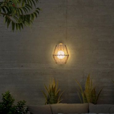New Garden Sisine - applique murale d'extérieur avec source lumineuse rechargeable et télécommande - 22,5 x 11,5 x 24,5 cm - 9W dimmable LED inclus - IP54 - marron