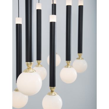 Nova Luce Cayo - lampe suspendue - 72 x 20 x 120 cm - 10 x 5W LED inclus - noir