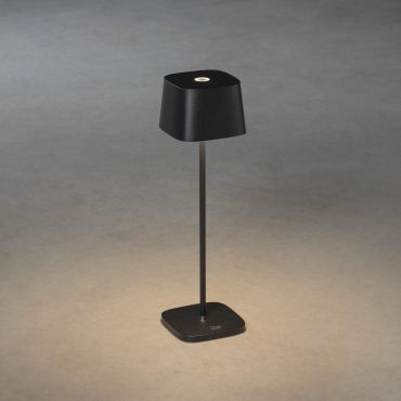Konstsmide Capri - lampe de table extérieure sans fil avec station de charge - Ø 10 x 36 cm - 2,2W LED dimmable inclus - IP54 - noir