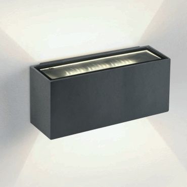 ONE Light Outdoor Wall Up &amp; Down Lights - applique murale extérieure - 18 x 7 x 6,5 cm - 2 x 6W LED inclus - IP54 - anthracite
