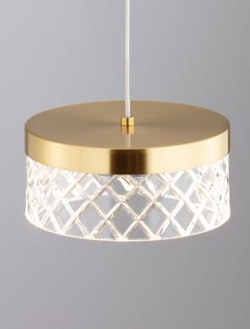 Nova Luce Bion - lampe suspendue - Ø 15 x 120 cm - 6W LED inclus - laiton doré