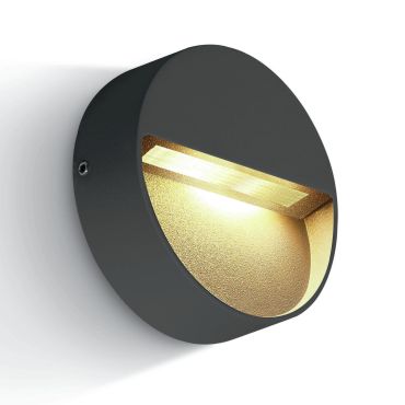 ONE Light Round Indoor/Outdoor Wall Dark Lights - applique murale extérieure - Ø 10 x 3 cm - 3W LED inclus - IP54 - anthracite