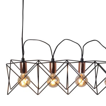 Searchlight Anthea - lampe suspendue - 73 x 19 x 146 cm - noir mat et cuivre