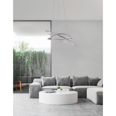 Nova Luce Livorno - lampe suspendue - Ø 60 x 120 cm - 55W LED inclus - chrome