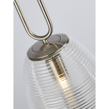 Searchlight Elixir - lampe suspendue - Ø 24 x 130 cm - transparent et nickel satiné