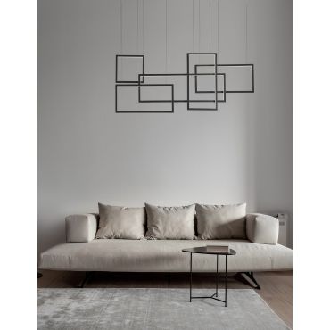 Nova Luce Cornice - lampe suspendue - 120 x 160 cm - 80W LED dimmable inclus - noir sable