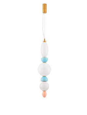 Nova Luce Obrie - lampe suspendue - Ø 20 x 215 cm - 27W LED inclus - laiton doré, orange et bleu