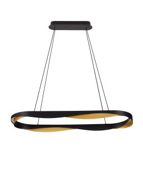 Nova Luce Radon - lampe suspendue - Ø 100 x 160 cm - 62W dimmable LED inclus - noir mat et or
