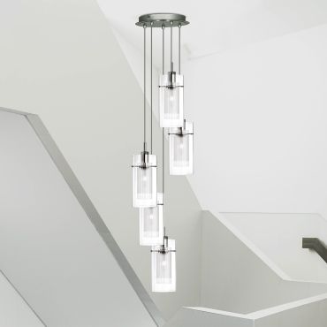 Searchlight Duo 1 - lampe suspendue - Ø 28 x 120 cm - chrome et transparent