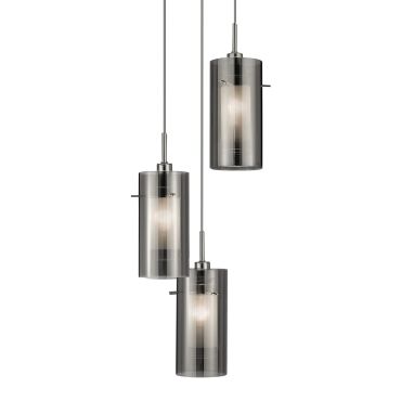 Searchlight Duo 2 - lampe suspendue - Ø 26 x 120 cm - verre fumé et dépoli