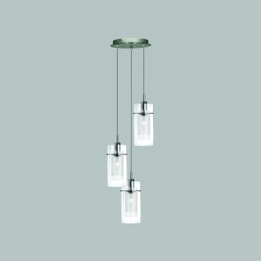 Searchlight Duo 1 - lampe suspendue - Ø 26 x 120 cm - chrome et transparent