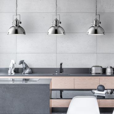 Searchlight Industrial Pendants - lampe suspendue - Ø 39 x 150 cm - chrome