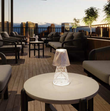 New Garden Lola 20 Lux - lampe de table rechargeable par câble USB - 1,5W LED inclus - Ø 11 x 20 cm - IP54 - transparent
