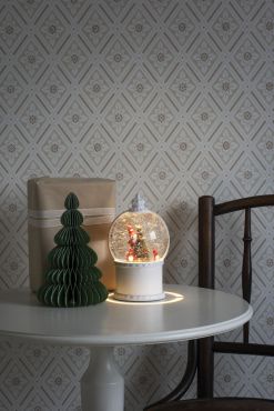 MODÈLE D’EXPOSITION - Konstsmide Christmas lights - lanterne de neige avec 4 Pères Noël à piles - Ø 12,5 x 21 cm - blanc antique