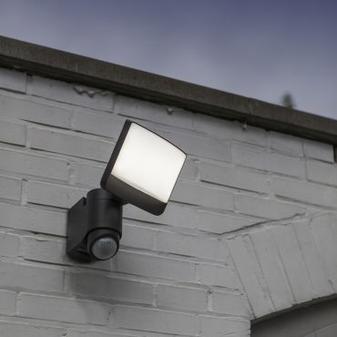 Lutec Sunshine - applique extérieure avec détecteur - 20 x 18 x 24 cm - 16,5W LED inclus - IP44 - gris foncé