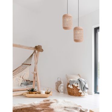 Nova Luce Aurora - lampe suspendue - Ø 24,5 x 250 cm - brun et noir