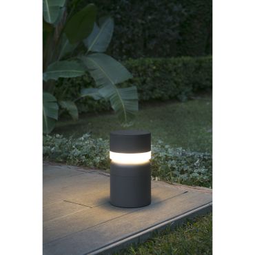 Faro Sete - lampe de jardin - Ø 14,5 x 25 cm - 6W LED inclus - IP54 - gris foncé