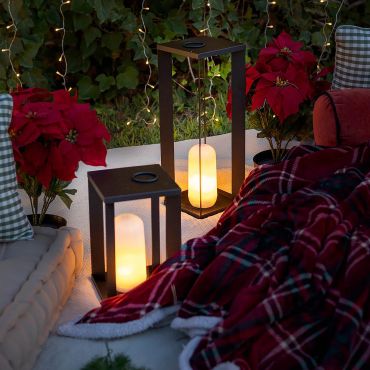 New Garden Siroco 30 - lampadaire et lampe de table portable - 18 x 18 x 30 cm - 2W LED dimmable inclus - IP54 - noir